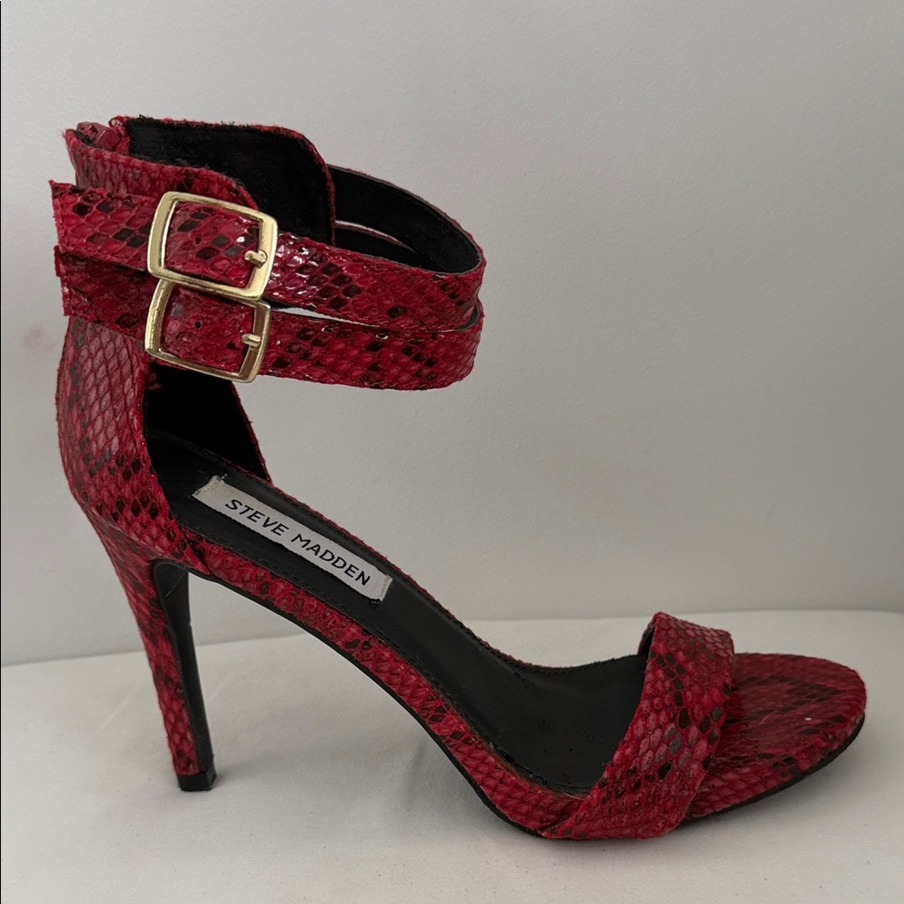 Steve Madden Bold Red Snakeskin Heels